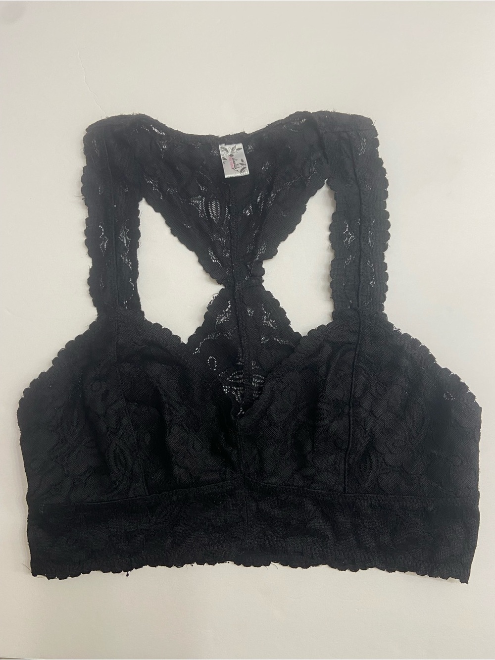 Free People Black Lace Racerback Bralette  size small